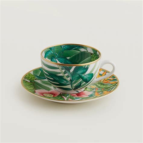 hermes tea cup and saucer set|Hermes passifolia collection.